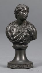 Miniature Wedgwood and Bentley Black Basalt Bust of Ariadne